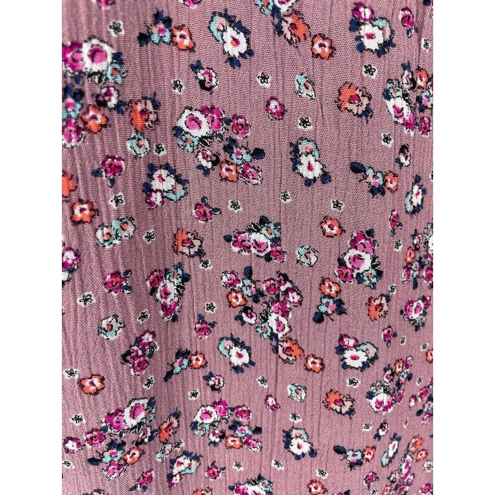 Wide Leg High Waist Floral Pan Mauve Multi Flat Front Elastic Pockets Size XL - Picture 8 of 9